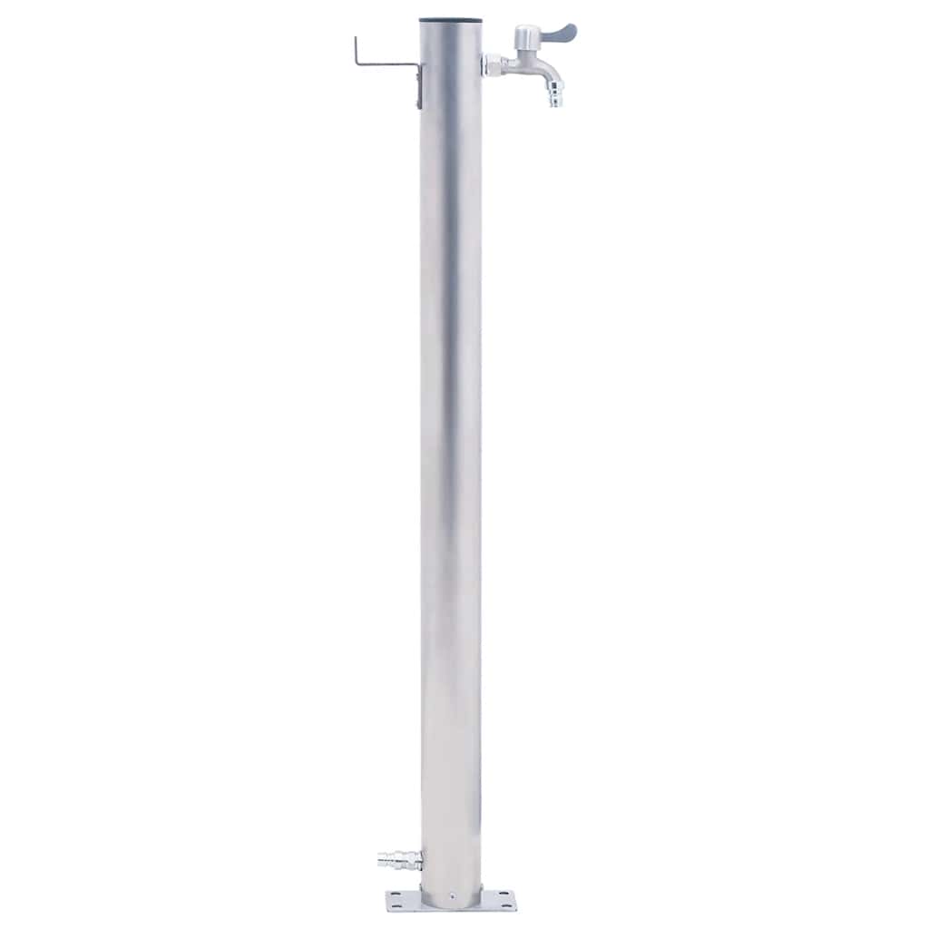 Wasserzapfsäule Edelstahl 23x7x80cm rund Wasserhahn Garten Wassersäule