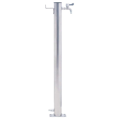 Wasserzapfsäule Edelstahl 23x7x80cm rund Wasserhahn Garten Wassersäule