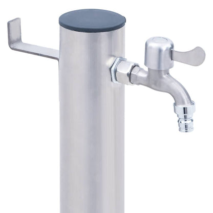 Wasserzapfsäule Edelstahl 23x7x80cm rund Wasserhahn Garten Wassersäule
