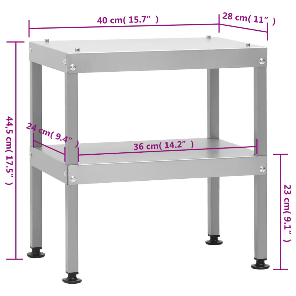 Räucherofen 44,5 x 29 x 83 cm  mit Tisch 40 x 28 x 44,5 cm  Verzinkter Stahl silber