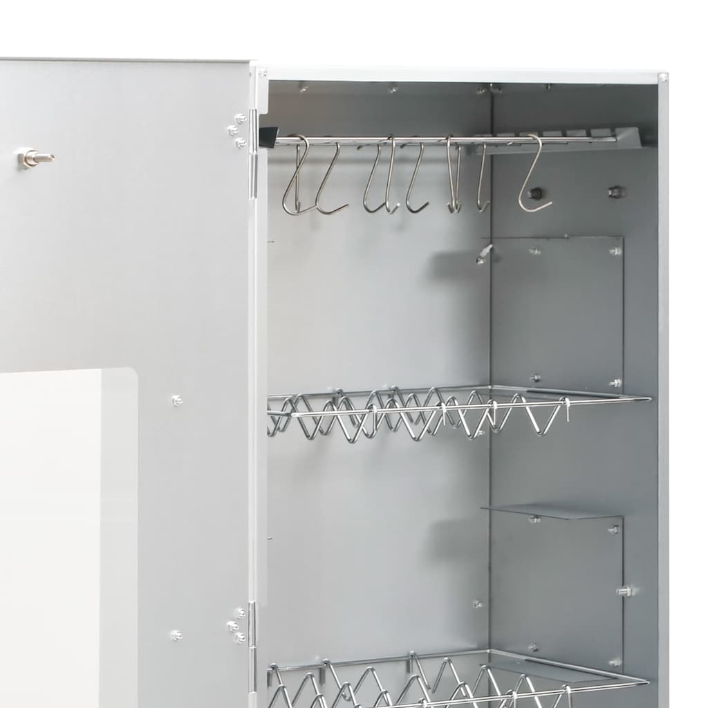 Räucherofen mit 1 kg Räuchermehl 44,5 x 29 x 110 cm silber verzinkt Räucherschrank