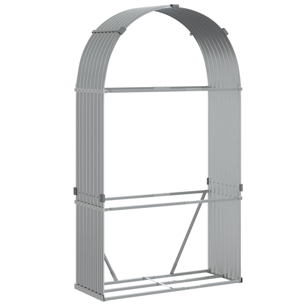 Brennholzunterstand Grau 120x45x210 cm Verzinkter Stahl Holzlager außen