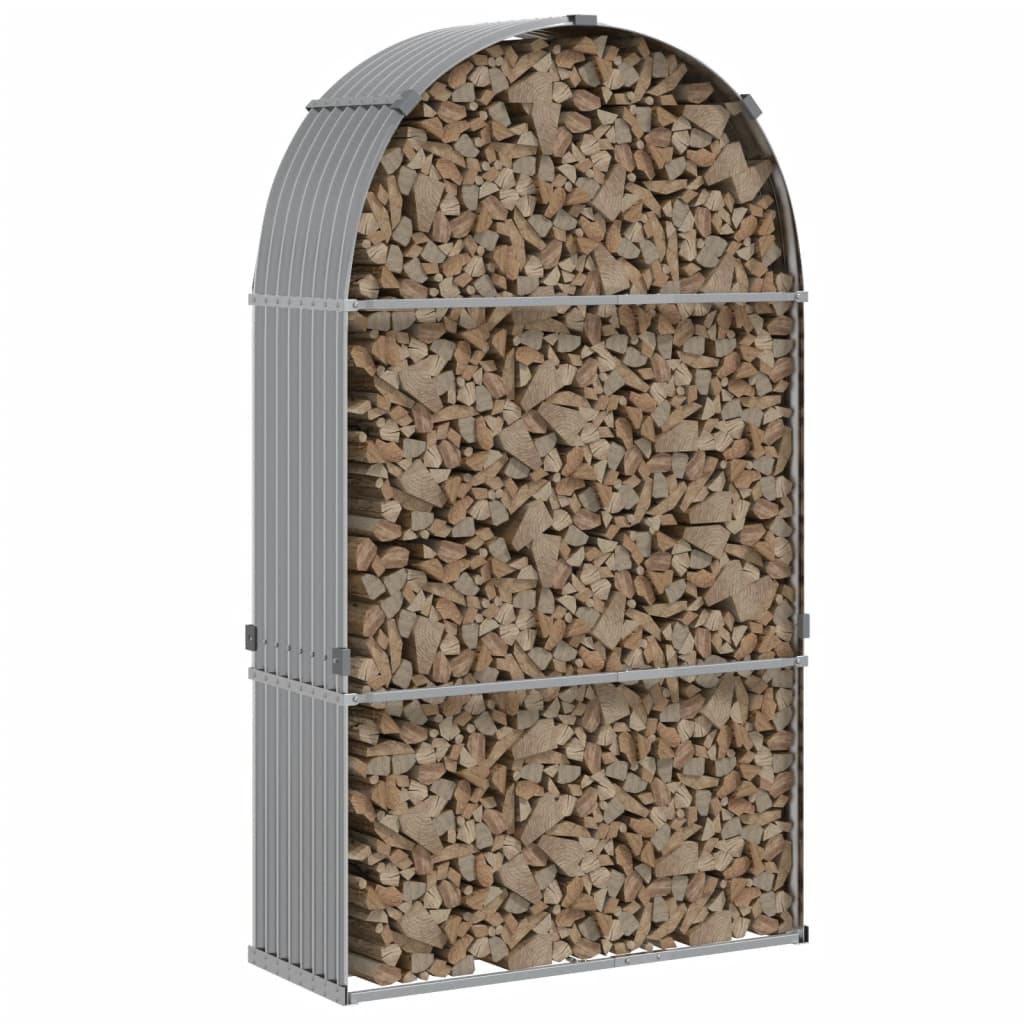 Brennholzunterstand Grau 120x45x210 cm Verzinkter Stahl Holzlager außen