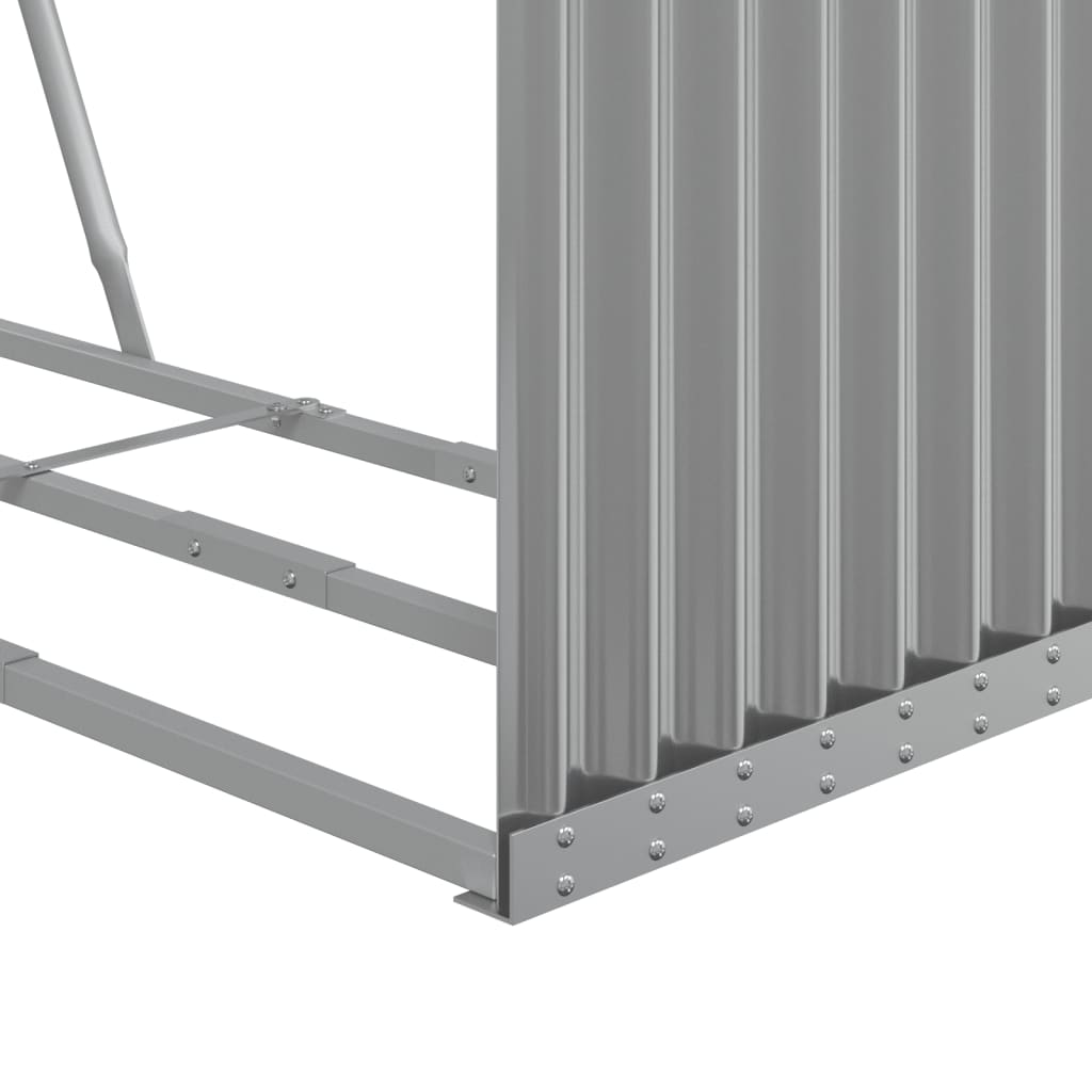 Brennholzunterstand Grau 120x45x210 cm Verzinkter Stahl Holzlager außen