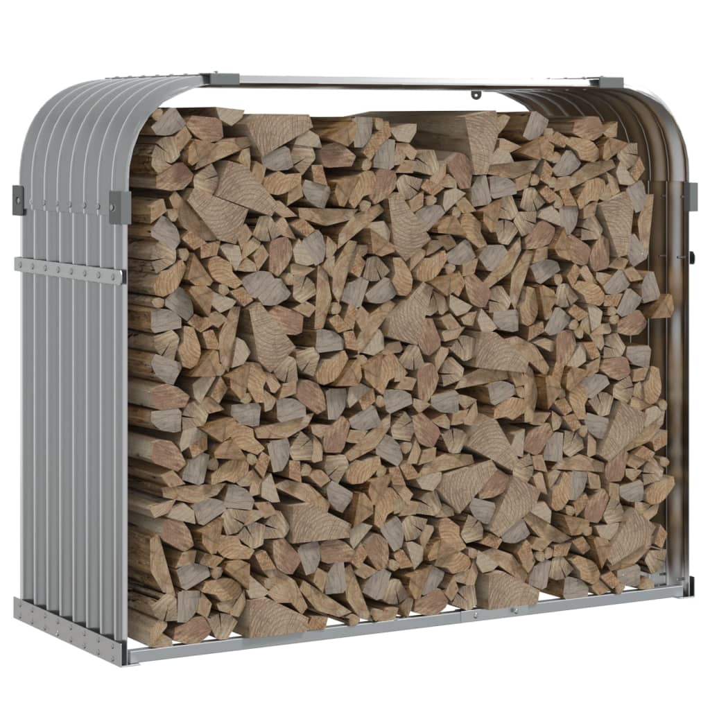Brennholzunterstand Grau 120x45x100 cm Verzinkter Stahl Holzlager außen