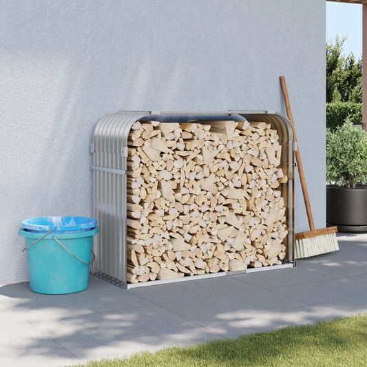 Brennholzunterstand Grau 120x45x100 cm Verzinkter Stahl Holzlager außen