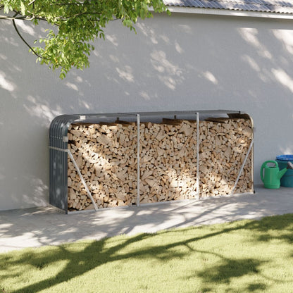 Firewood shelter, anthracite, 234x45x100 cm, galvanized steel, outdoor wood storage
