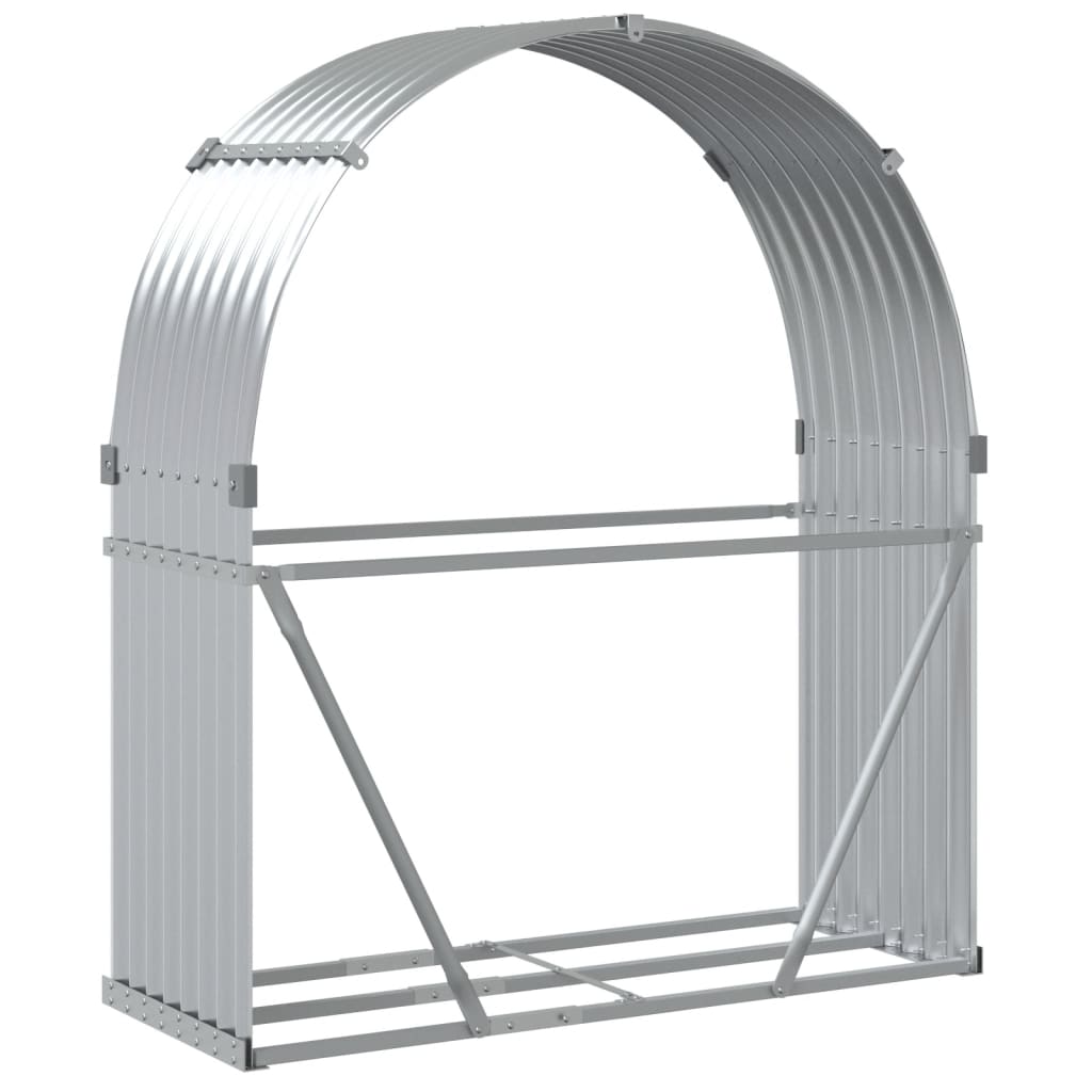 Brennholzunterstand Silber 120x45x140 cm Verzinkter Stahl Holzlager außen