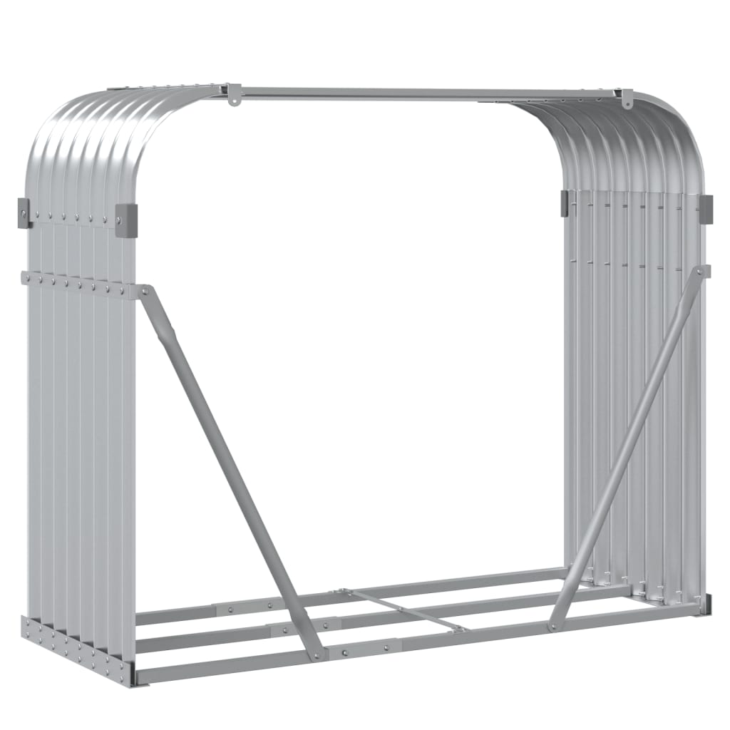 Brennholzunterstand Silber 120x45x100 cm Verzinkter Stahl Holzlager außen