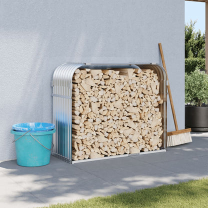 Firewood shelter silver 120x45x100 cm Galvanized steel wood storage outdoor