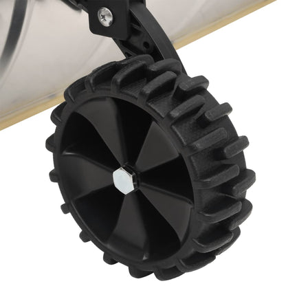 Schneeschaufel Teleskopgriff und Räder Silbern 61 cm Stahl Schneeschieber