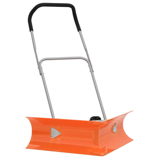 V-Form Schneeschieber mit verstellbarem Teleskopgriff Orange Stahl