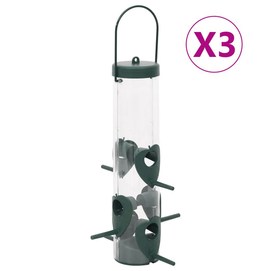 Vogelfutterspender 3 Stk. Dunkelgrün 17x17x32 cm Meisenknödelhalter Futterspender
