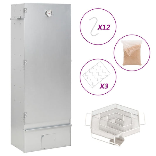 Räucherofen mit Kaltrauchgenerator Verzinkter Stahl 44,5 x 29 x110 cm Räucherschrank