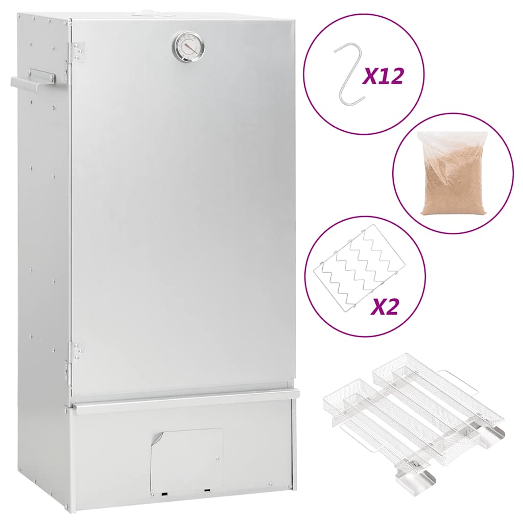 Räucherofen mit Kaltrauchgenerator Verzinkter Stahl 44,5 x 29 x83 cm Räucherschrank