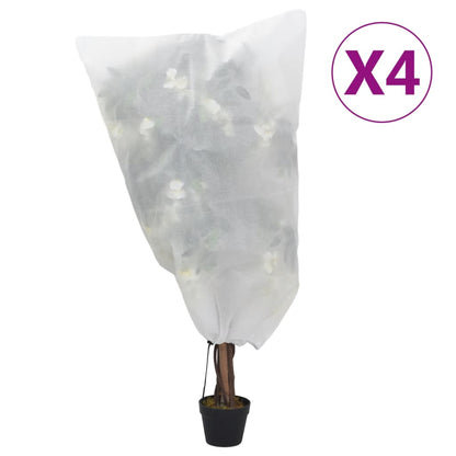 Winter fleece with drawstring, 4 pieces, 70 g/m², 0.8 x 0.8 m, frost protection, garden fleece, plant protection