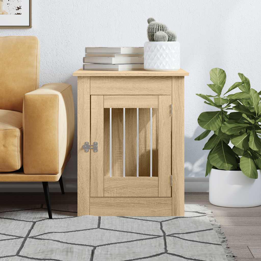 vidaXL dog crate in furniture style Sonoma oak 55x80x68 cm wood composite