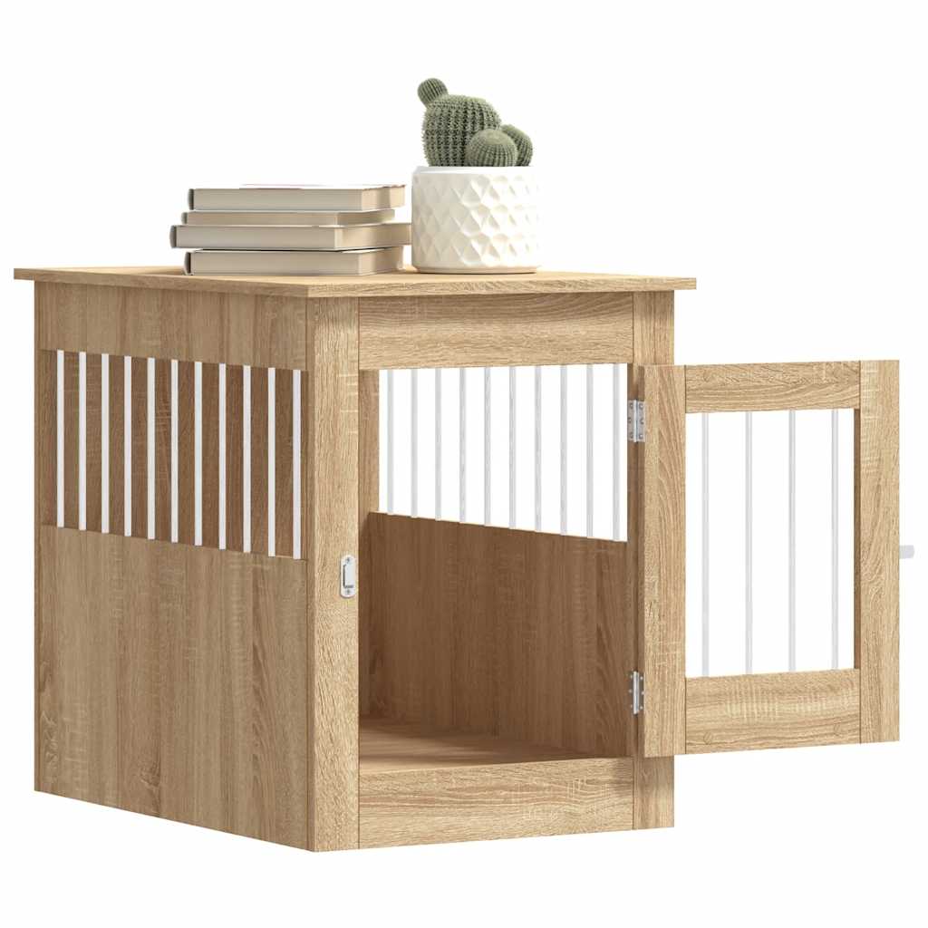 vidaXL dog crate in furniture style Sonoma oak 55x80x68 cm wood composite