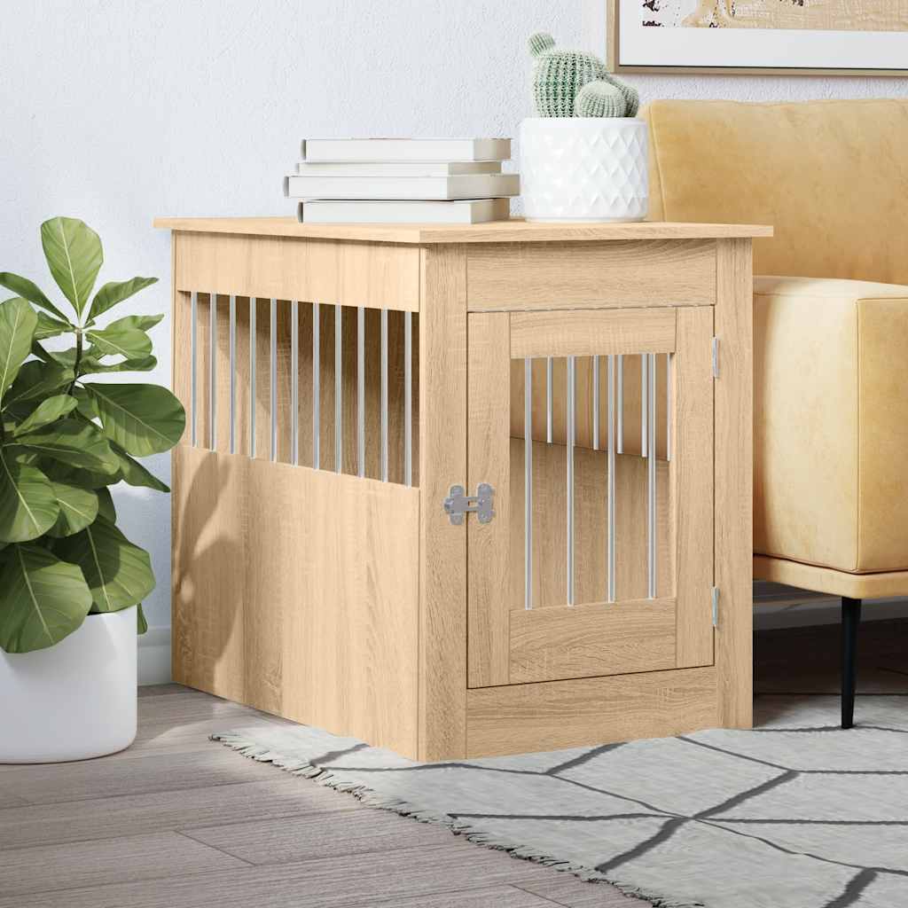 vidaXL dog crate in furniture style Sonoma oak 55x80x68 cm wood composite