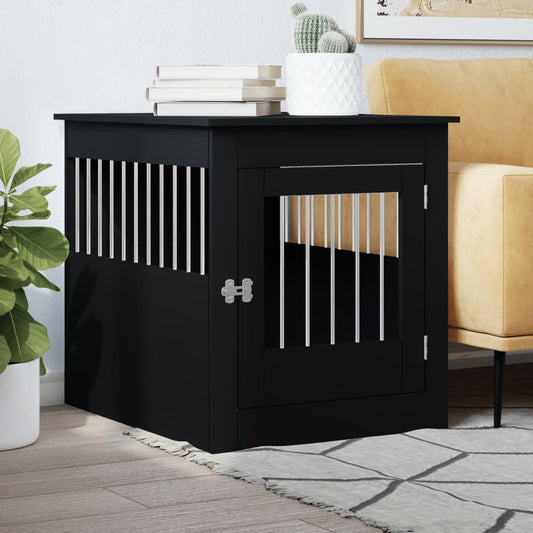 vidaXL Dog Cage in Furniture Style Black 64.5x80x71 cm Wood-based Material