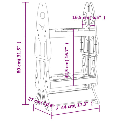 Rutenständer für 16 Angelruten Schwarz 44x27x80 cm Fischmotiv