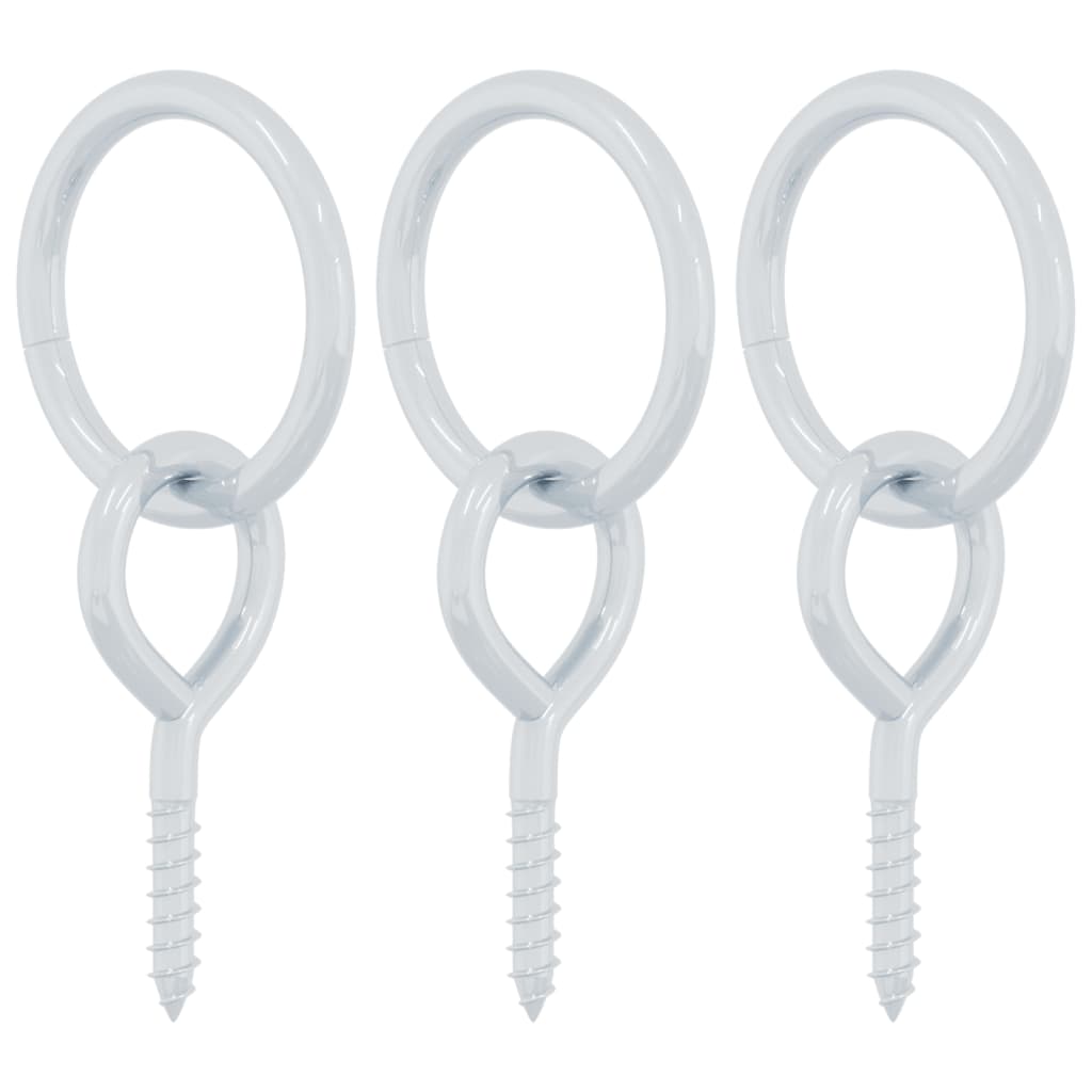Anbinderinge mit Ösenschrauben 3 Stk. Silbern Stahl Barrenringe Schaukelringe