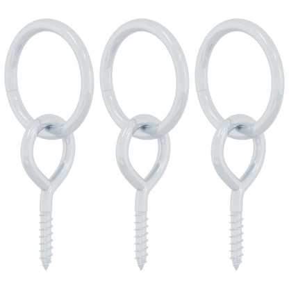 vidaXL Tie-down rings with eye screws, 3 pcs., silver steel
