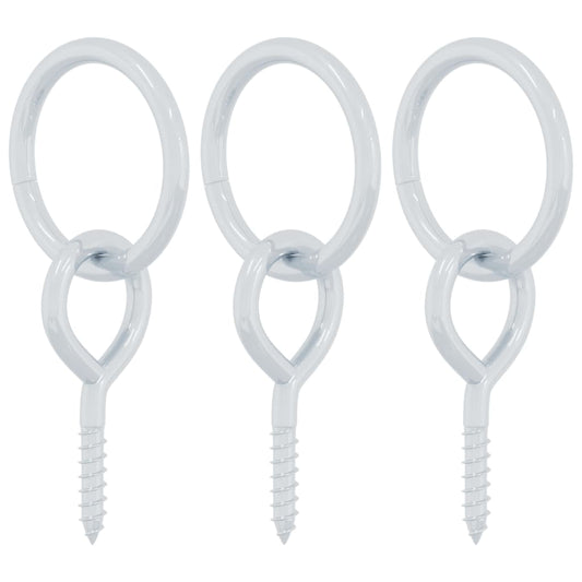 Anbinderinge mit Ösenschrauben 3 Stk. Silbern Stahl Barrenringe Schaukelringe