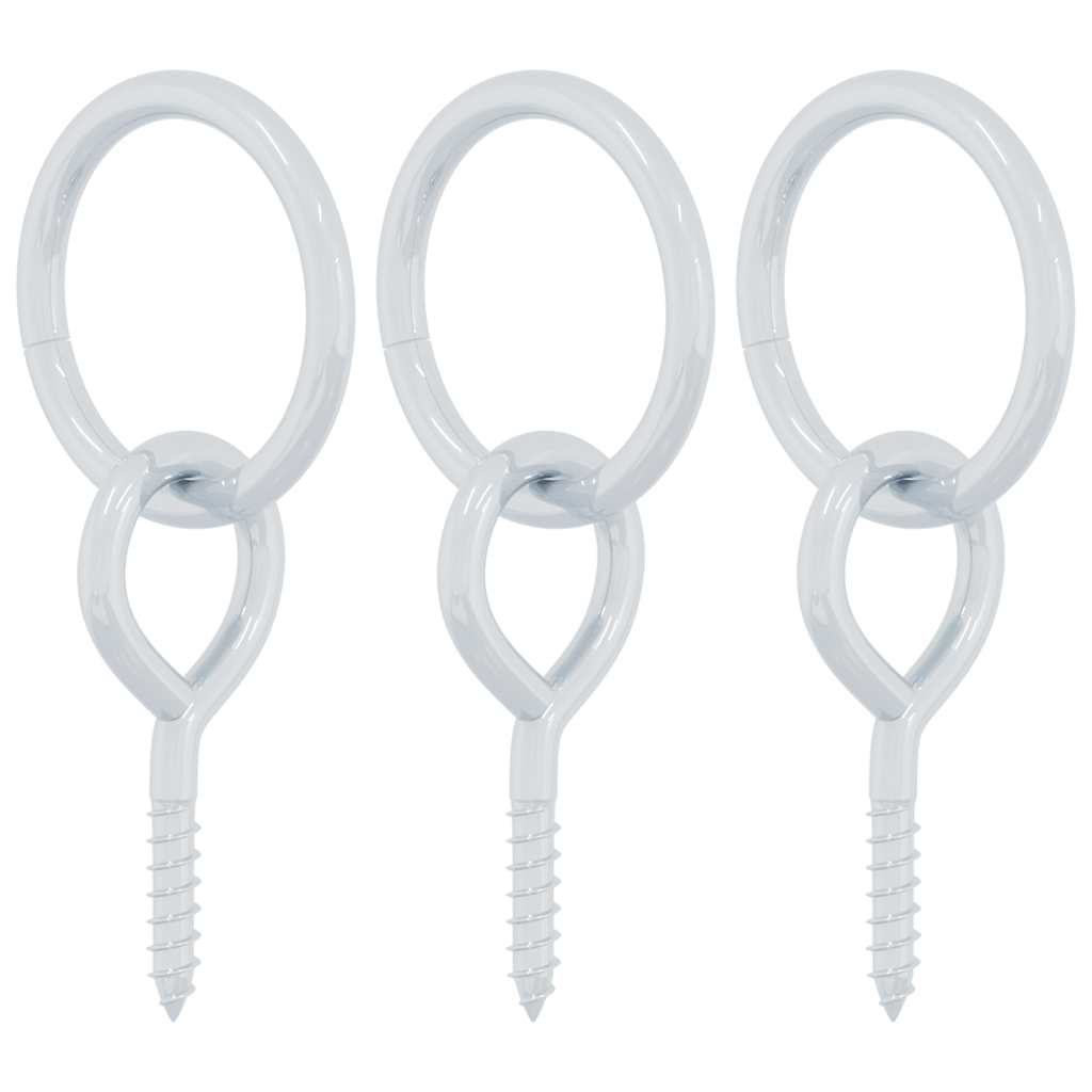 vidaXL Tie-down rings with eye screws, 3 pcs., silver steel