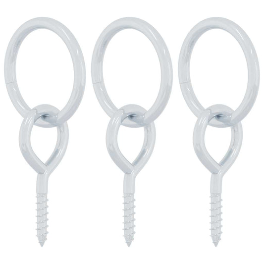 vidaXL Tie-down rings with eye screws, 3 pcs., silver steel