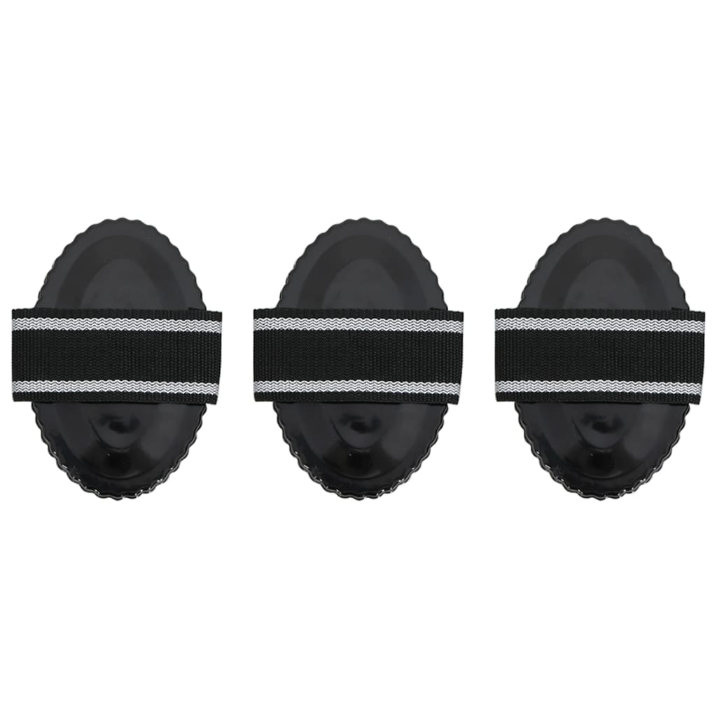 Striegel Set für Pferde 3 Stk. Kardätsche Pferdebürste Schwarz Stahl Pferdehaarpflege