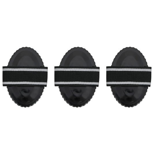 Striegel Set für Pferde 3 Stk. Kardätsche Pferdebürste Schwarz Stahl Pferdehaarpflege