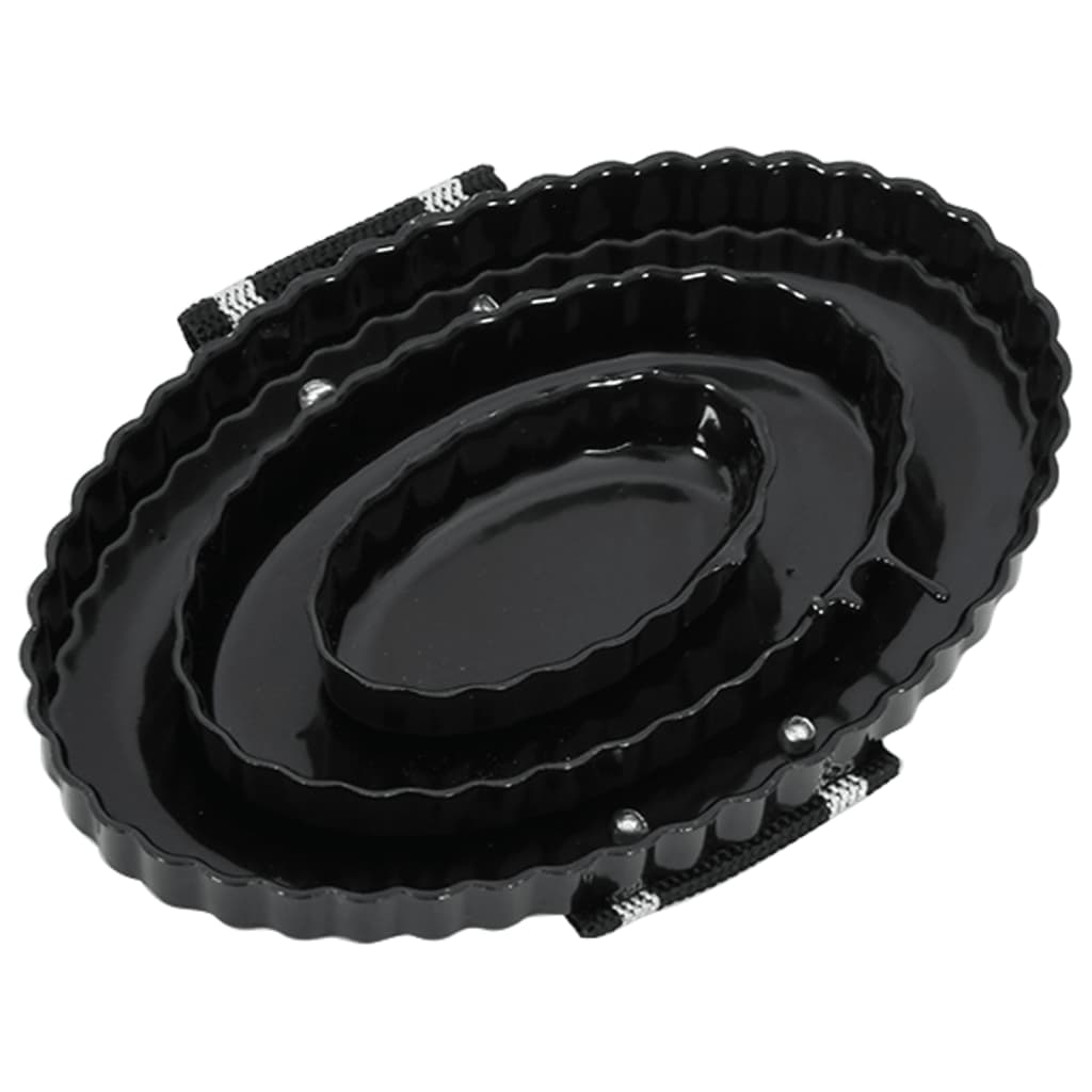 Striegel Set für Pferde 3 Stk. Kardätsche Pferdebürste Schwarz Stahl Pferdehaarpflege