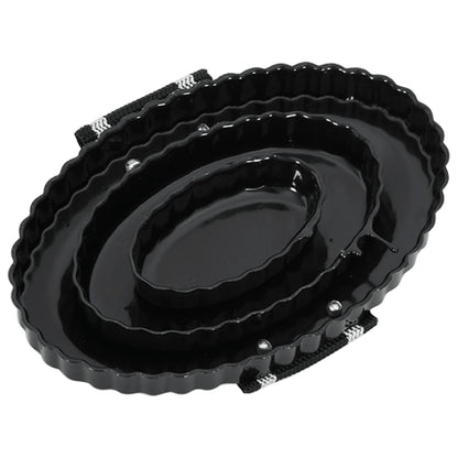 vidaXL Horse Grooming Brushes, 3 Pieces, Black Steel