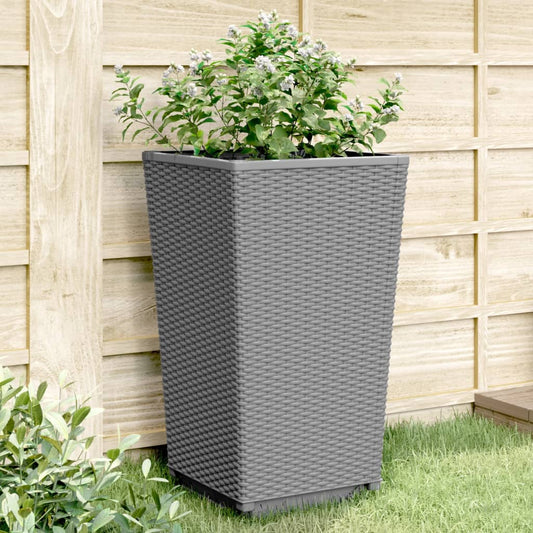 Pflanzkübel 2 Stk. Hellgrau 32,5x32,5x57 cm PP Rattan-Optik