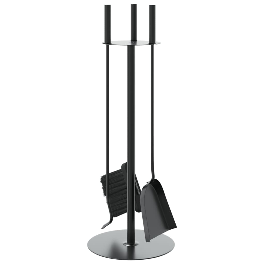 4-tlg. Kaminwerkzeug-Set 22x59 cm Stahl Schwarz Kaminbesteck Kamingarnitur