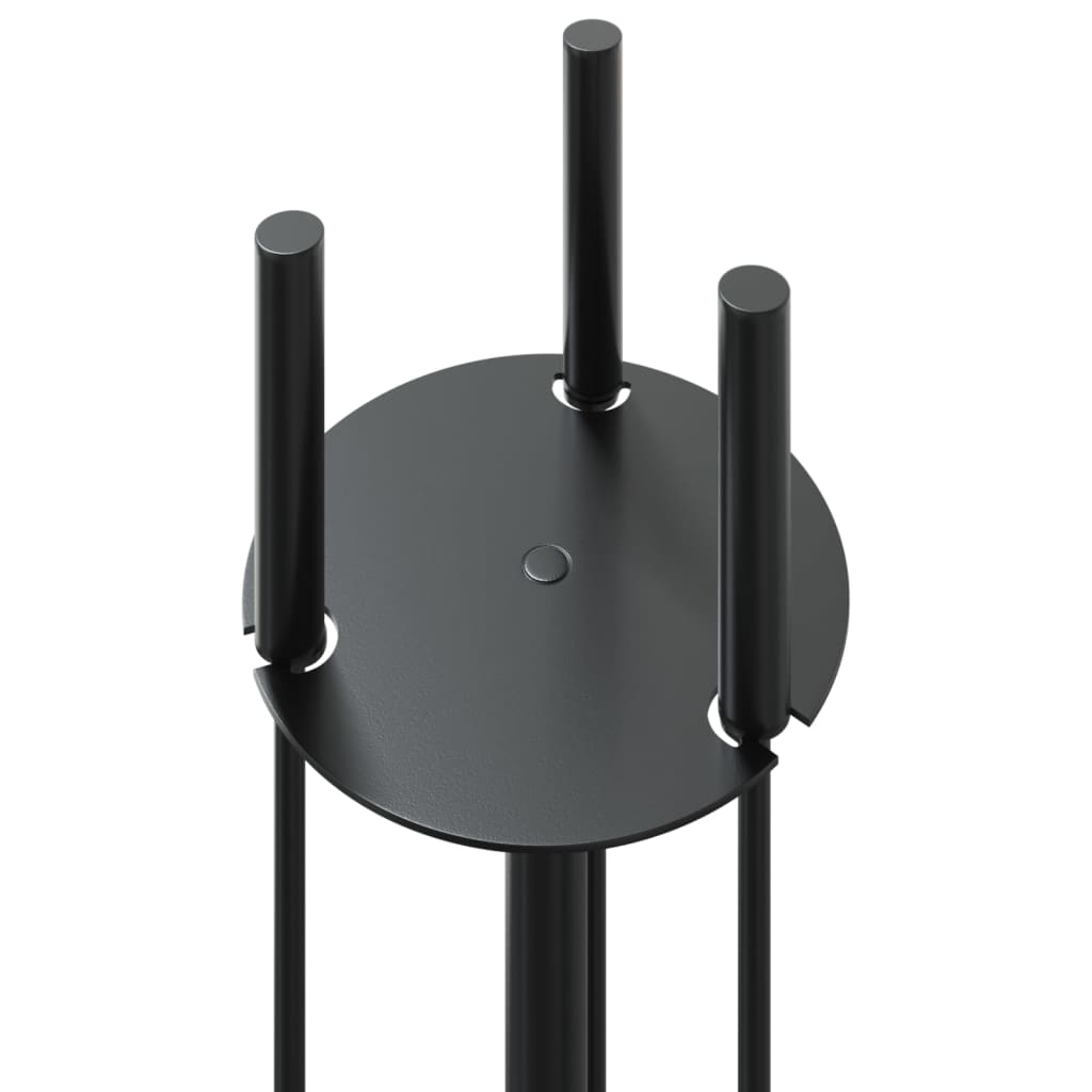 4-tlg. Kaminwerkzeug-Set 22x59 cm Stahl Schwarz Kaminbesteck Kamingarnitur