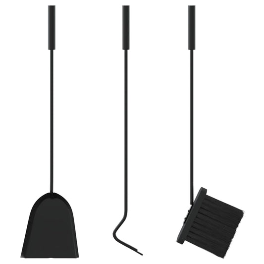 4-tlg. Kaminwerkzeug-Set 22x59 cm Stahl Schwarz Kaminbesteck Kamingarnitur