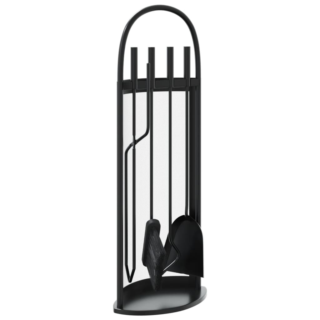 5-tlg. Kaminwerkzeug-Set 23x15x66 cm Stahl Schwarz Kaminbesteck Kamingarnitur