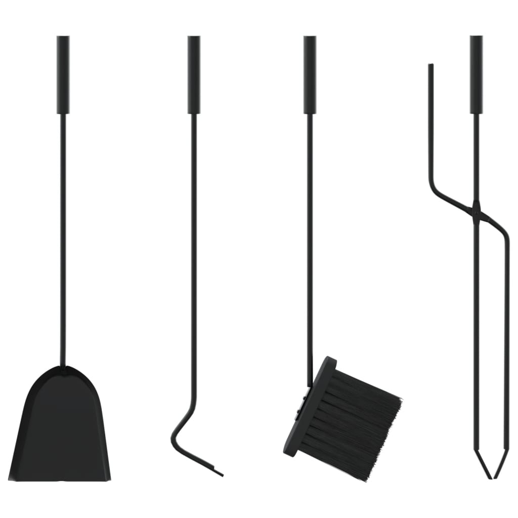 5-tlg. Kaminwerkzeug-Set 23x15x66 cm Stahl Schwarz Kaminbesteck Kamingarnitur