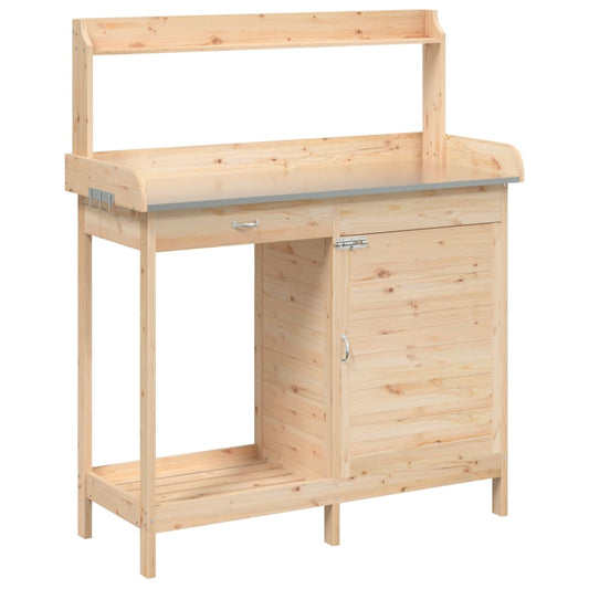 vidaXL Planting table with cabinet 110.5x45x124.5 cm Solid fir wood