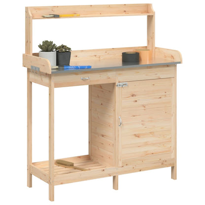 Pflanztisch mit Schrank 110,5x45x124,5 cm Massivholz Tanne naturfarben