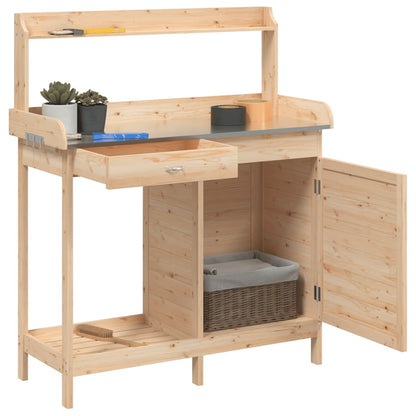 vidaXL Planting table with cabinet 110.5x45x124.5 cm Solid fir wood