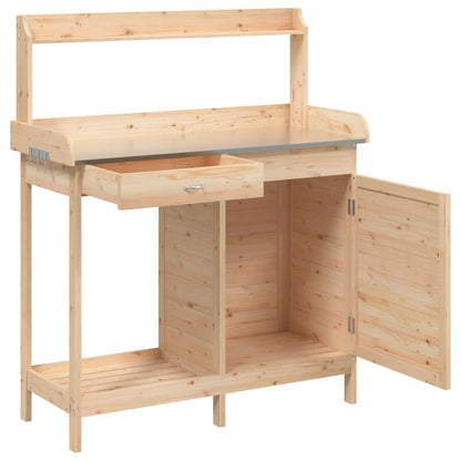 vidaXL Planting table with cabinet 110.5x45x124.5 cm Solid fir wood