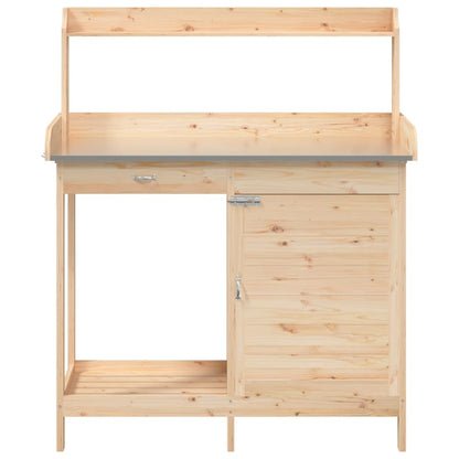 Pflanztisch mit Schrank 110,5x45x124,5 cm Massivholz Tanne naturfarben