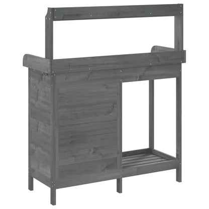vidaXL Planting Table with Cabinet Grey 110.5x45x124.5 cm Solid Fir Wood