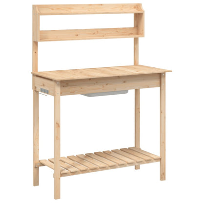 Pflanztisch mit Waschbecken Naturfarbe 147,5x44x139,5 cm Massivholz Tanne