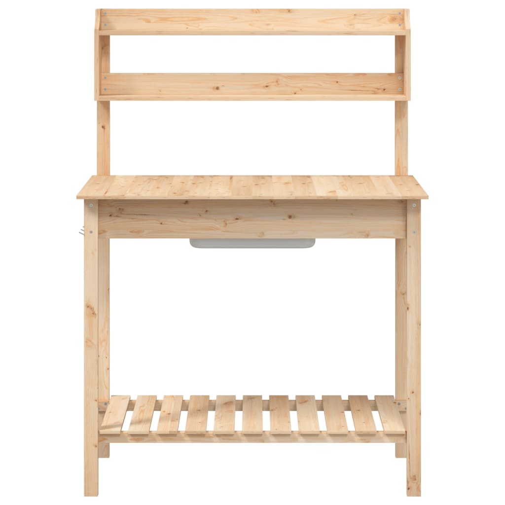 Pflanztisch mit Waschbecken Naturfarbe 147,5x44x139,5 cm Massivholz Tanne