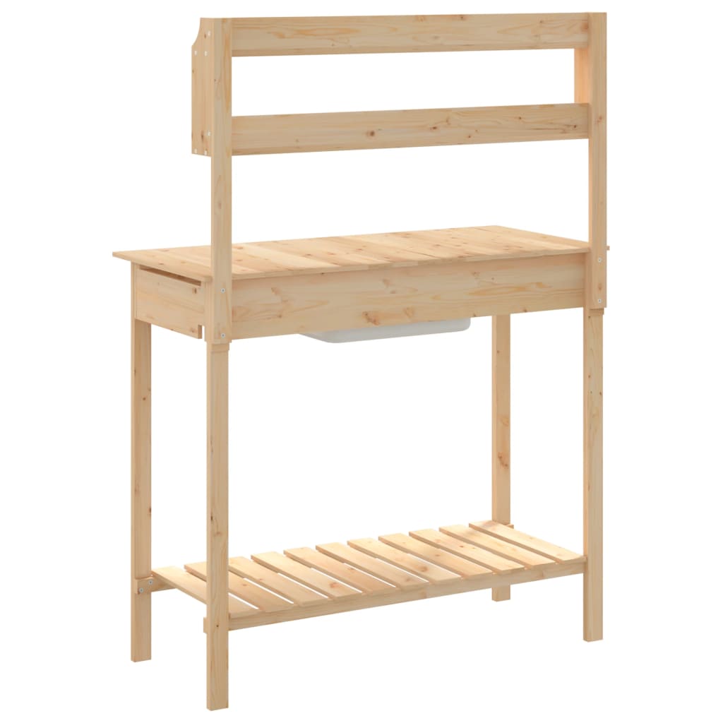 Pflanztisch mit Waschbecken Naturfarbe 147,5x44x139,5 cm Massivholz Tanne