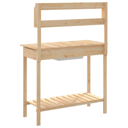 Pflanztisch mit Waschbecken Naturfarbe 147,5x44x139,5 cm Massivholz Tanne